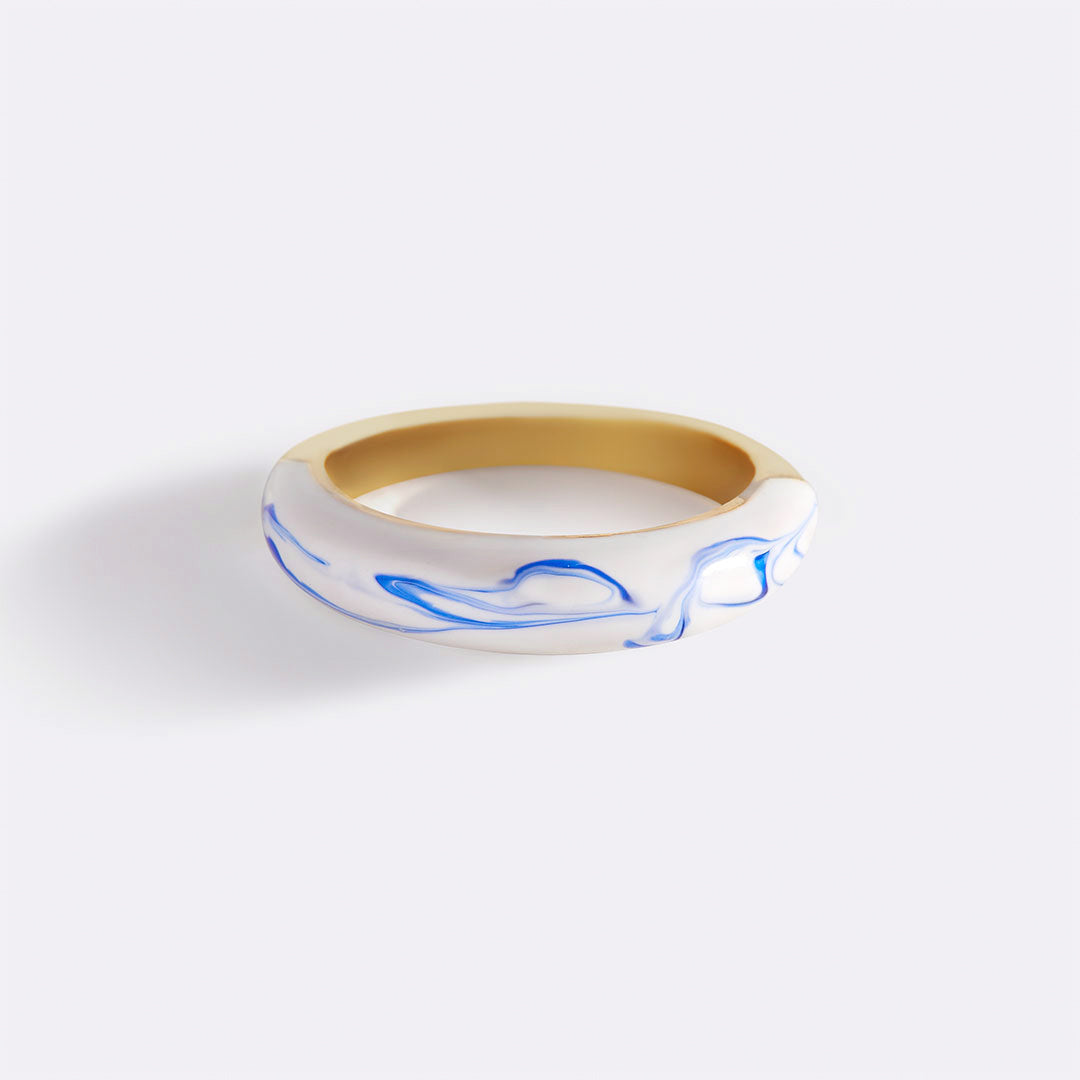 Bague dôme en porcelaine bleue