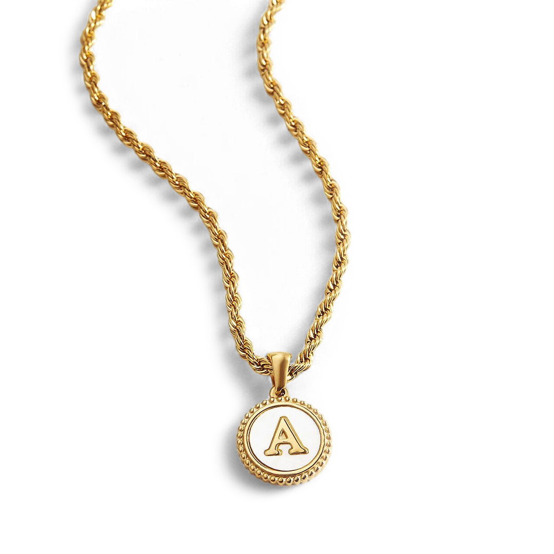 Collier lettre disque en nacre