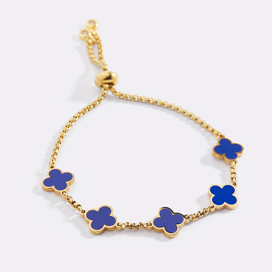 Navy Clover Enamel Bracelet