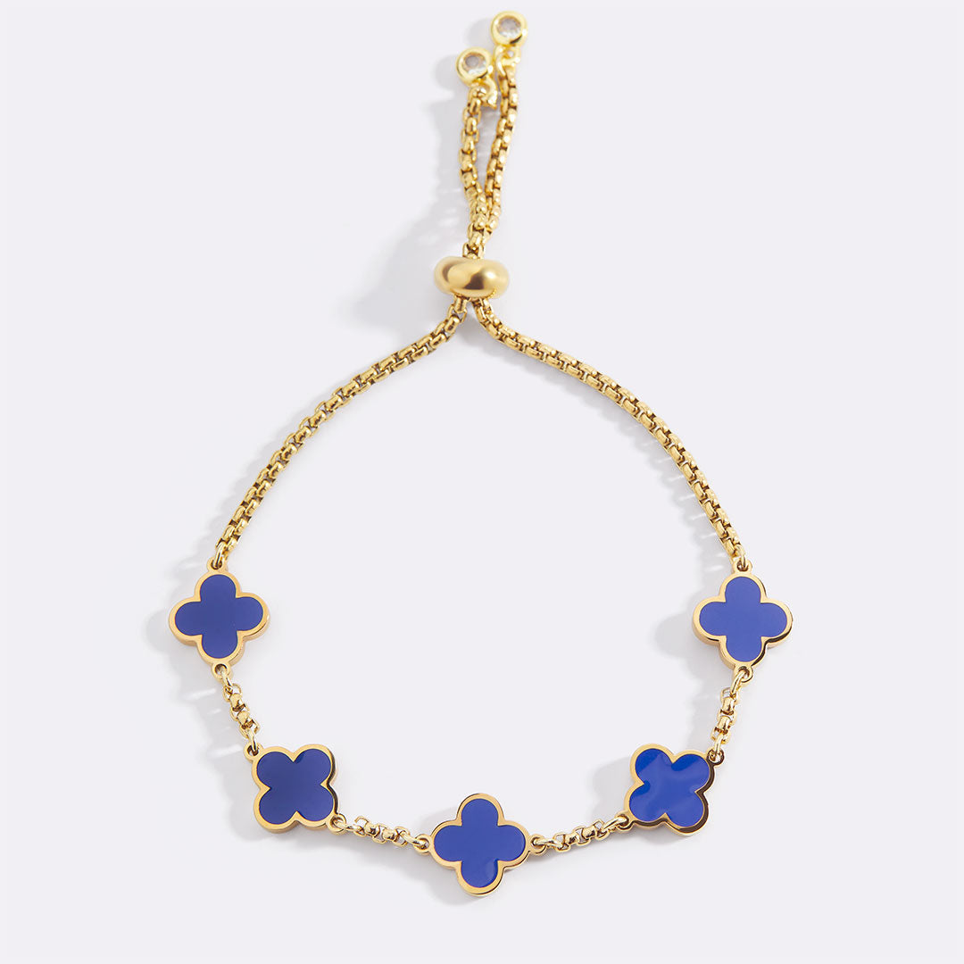 Navy Clover Enamel Bracelet