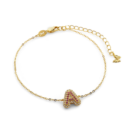 Pink Pave Initial Bracelet