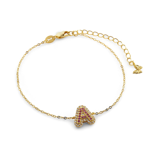 Pink Pave Initial Bracelet