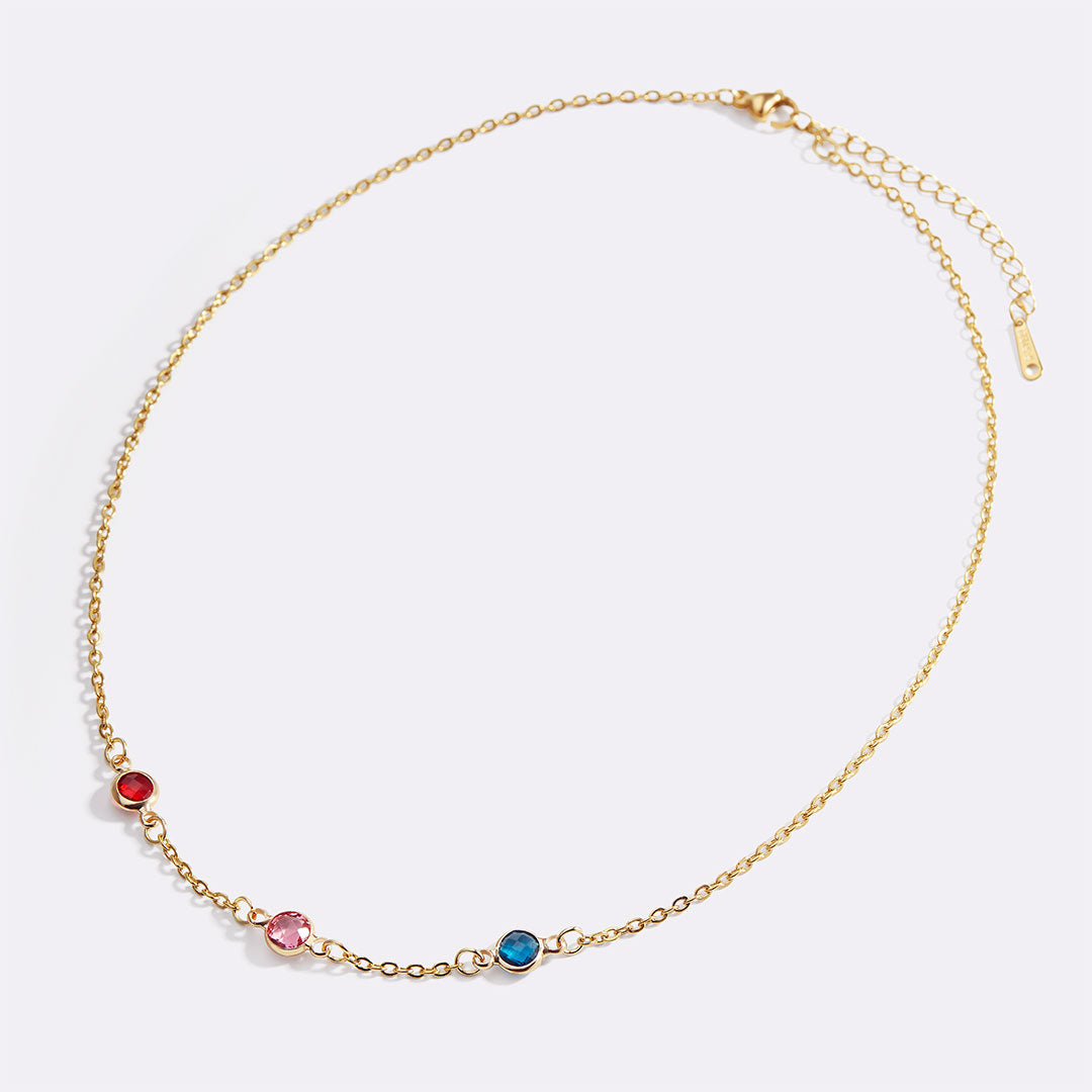 Collier multi-pierres avec pierres de naissance