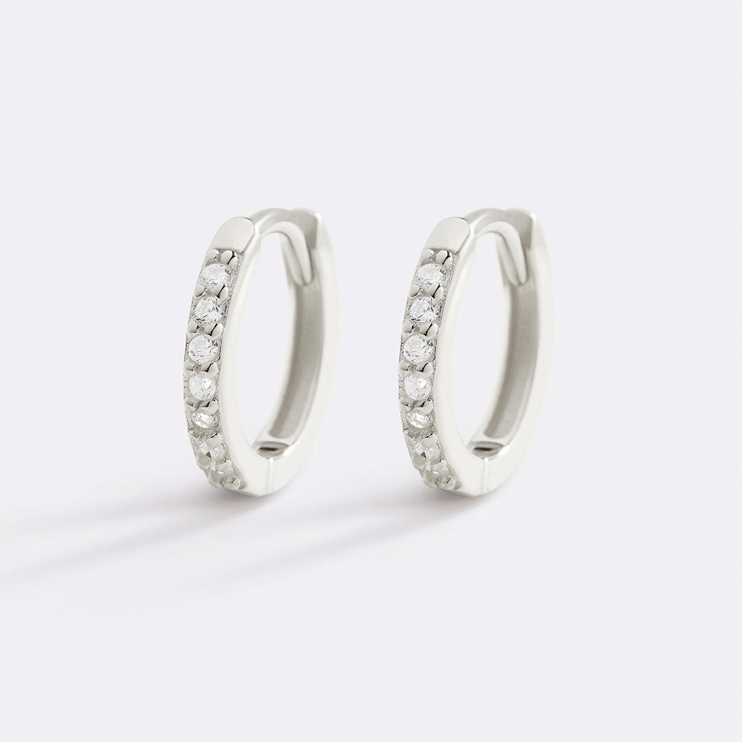 Pave Huggie Hoop Earrings