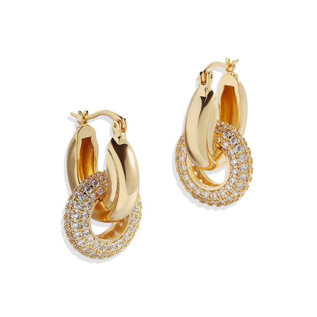 Pave Interlock Hoop Earrings