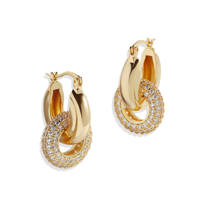 Pave Interlock Hoop Earrings