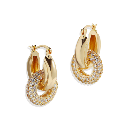 Pave Interlock Hoop Earrings