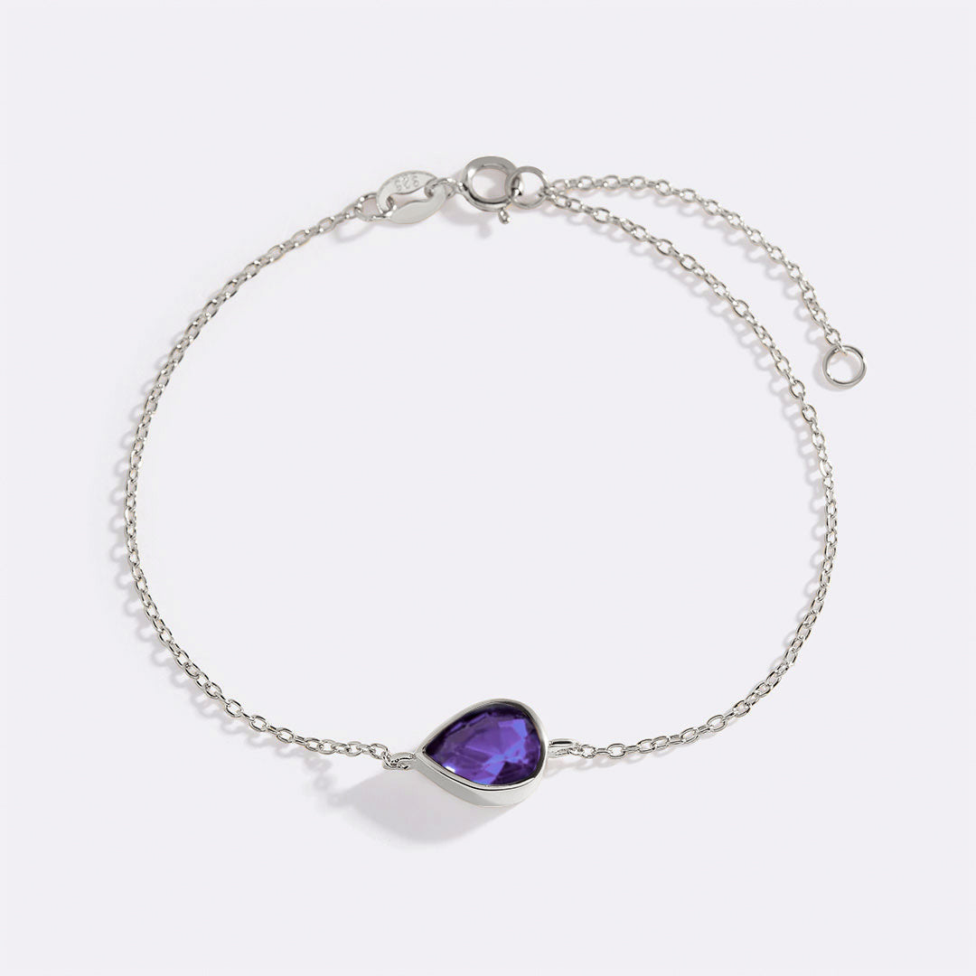 Bracelet en forme de larme avec pierre de naissance