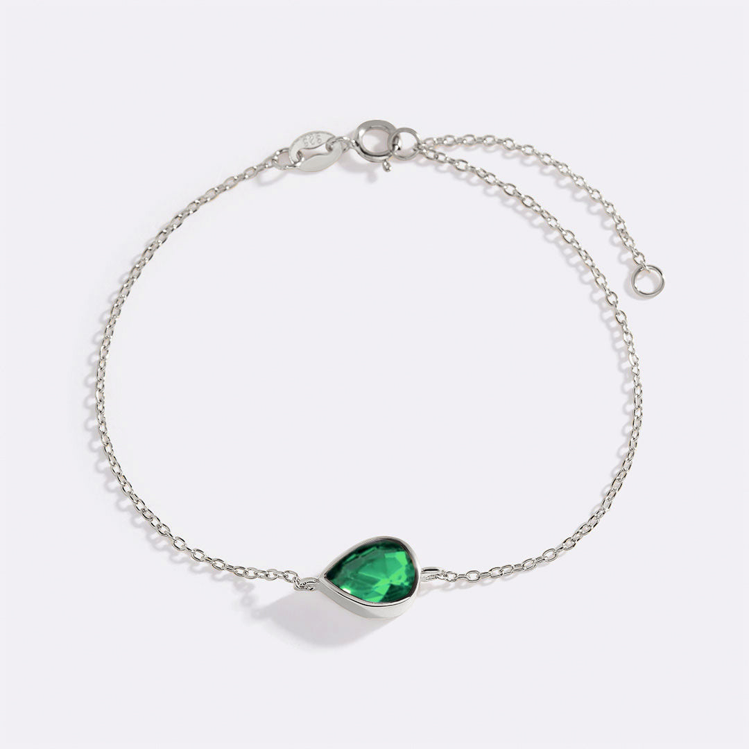 Bracelet en forme de larme avec pierre de naissance