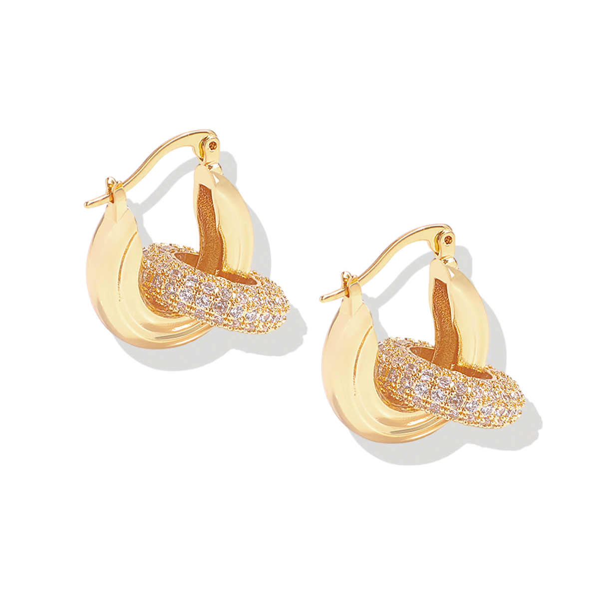 Pave Interlock Hoop Earrings