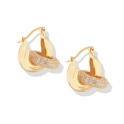 Pave Interlock Hoop Earrings