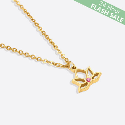 Collier avec pendentif mini lotus et pierre de naissance