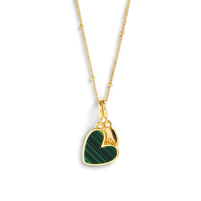Malachite Initial Heart Necklace
