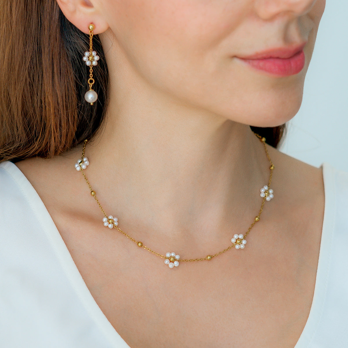 Boucles d'oreilles Marguerite en perles