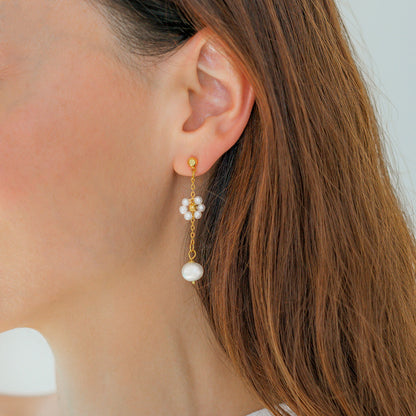 Boucles d'oreilles Marguerite en perles
