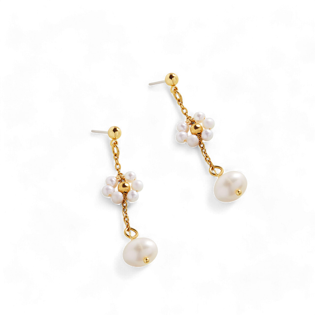 Boucles d'oreilles Marguerite en perles