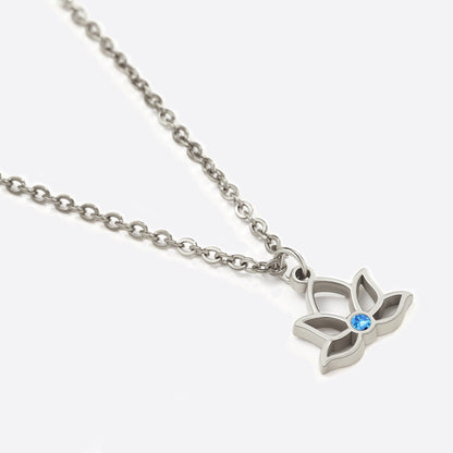 Collier avec pendentif mini lotus et pierre de naissance