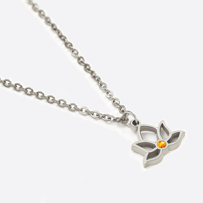 Collier avec pendentif mini lotus et pierre de naissance