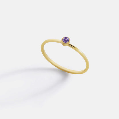 Bague minimaliste à empiler avec pierres de naissance | Bague sertie clos