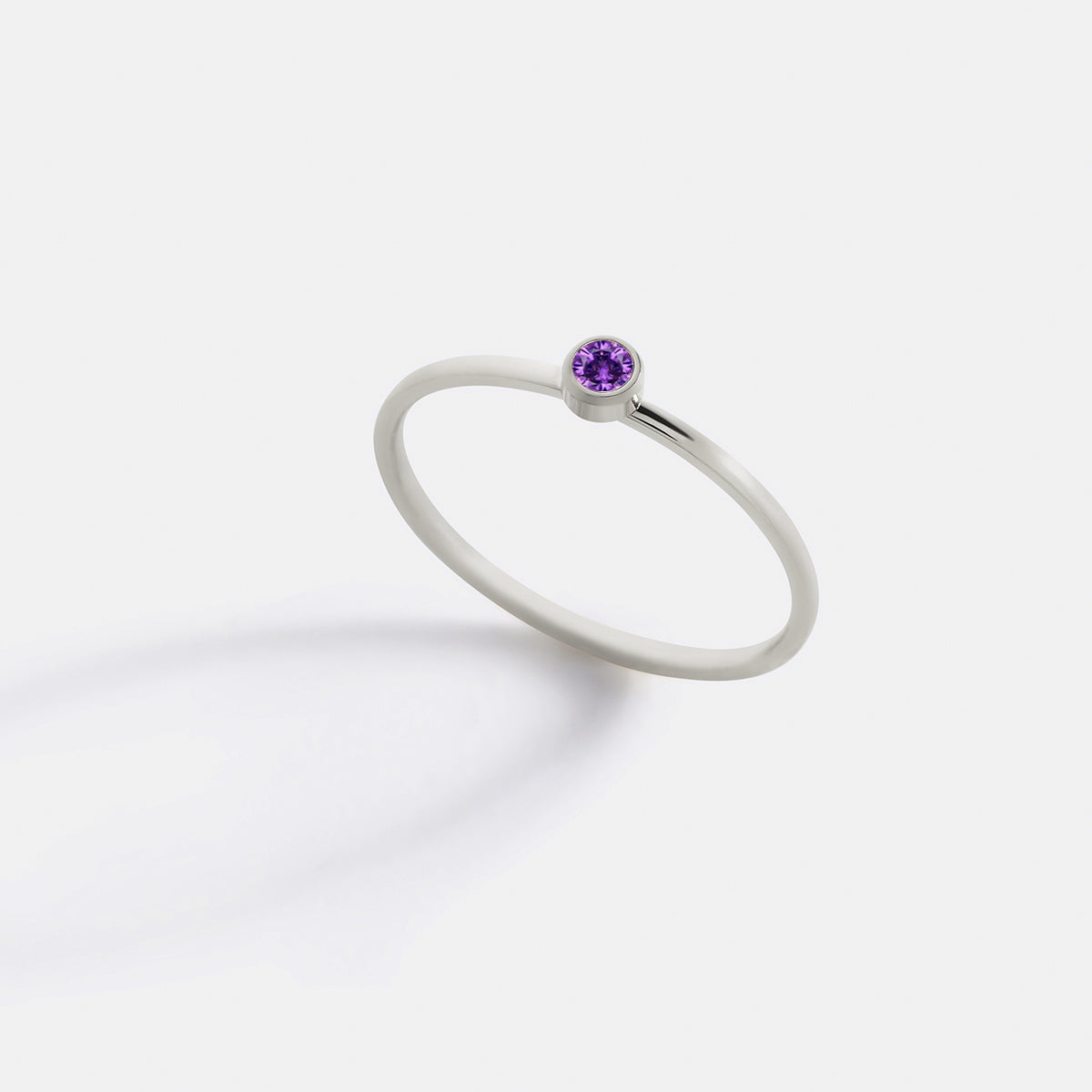 Bague minimaliste à empiler avec pierres de naissance | Bague sertie clos