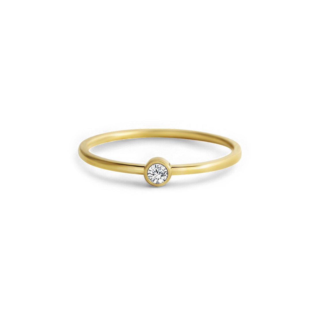 Bague minimaliste à empiler avec pierres de naissance | Bague sertie clos