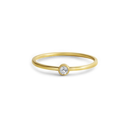 Bague minimaliste à empiler avec pierres de naissance | Bague sertie clos
