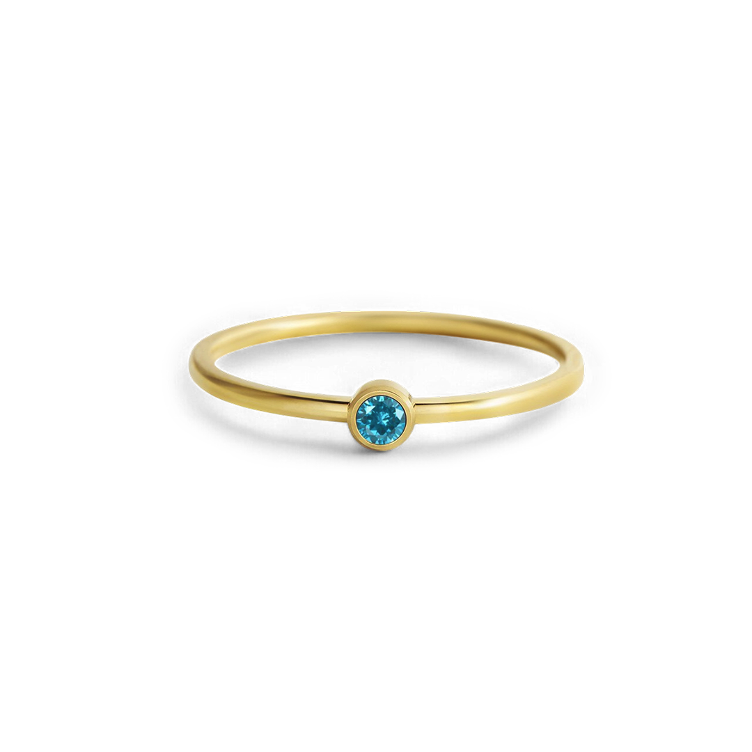 Bague minimaliste à empiler avec pierres de naissance | Bague sertie clos