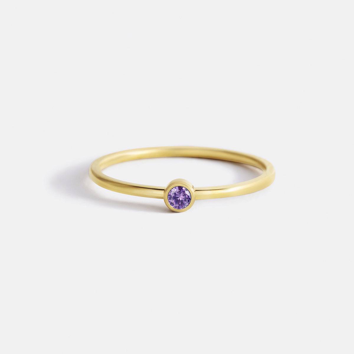 Bague minimaliste à empiler avec pierres de naissance | Bague sertie clos