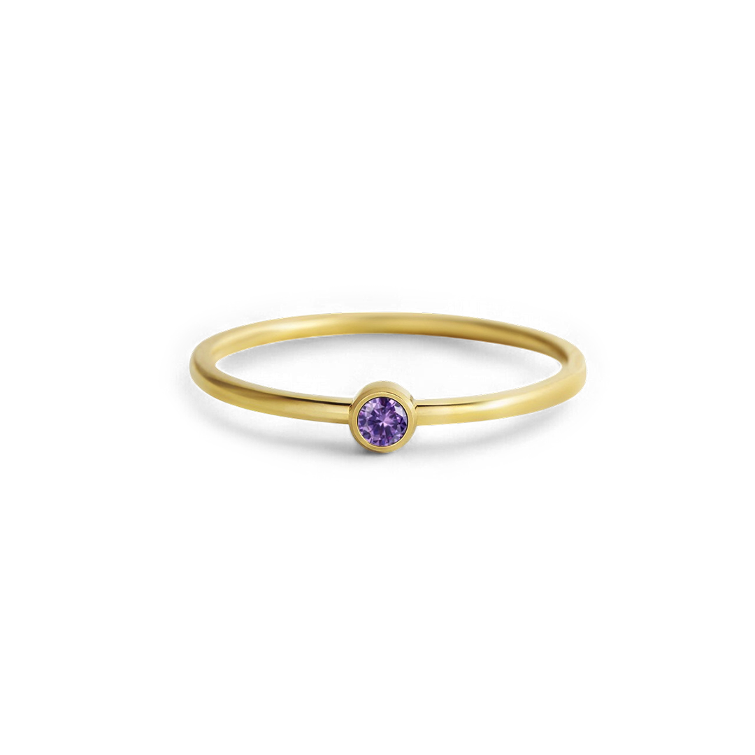 Bague minimaliste à empiler avec pierres de naissance | Bague sertie clos