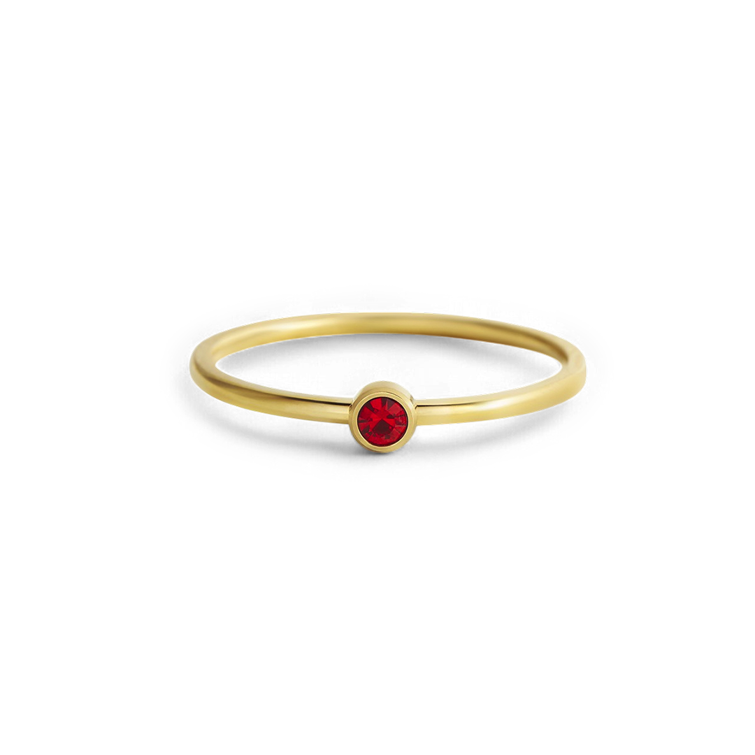 Bague minimaliste à empiler avec pierres de naissance | Bague sertie clos
