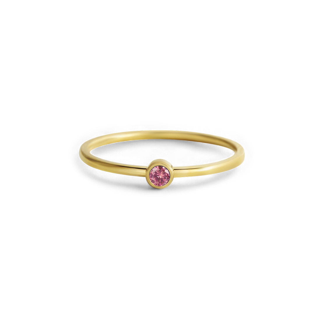 Bague minimaliste à empiler avec pierres de naissance | Bague sertie clos