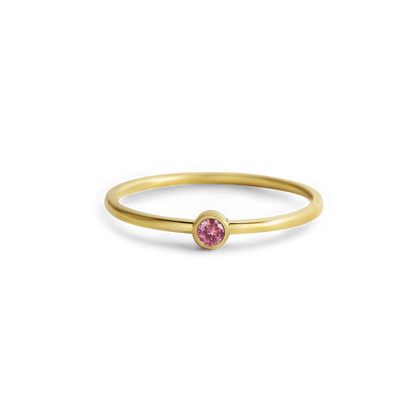 Bague minimaliste à empiler avec pierres de naissance | Bague sertie clos