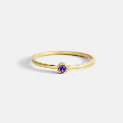 Bague minimaliste à empiler avec pierres de naissance | Bague sertie clos