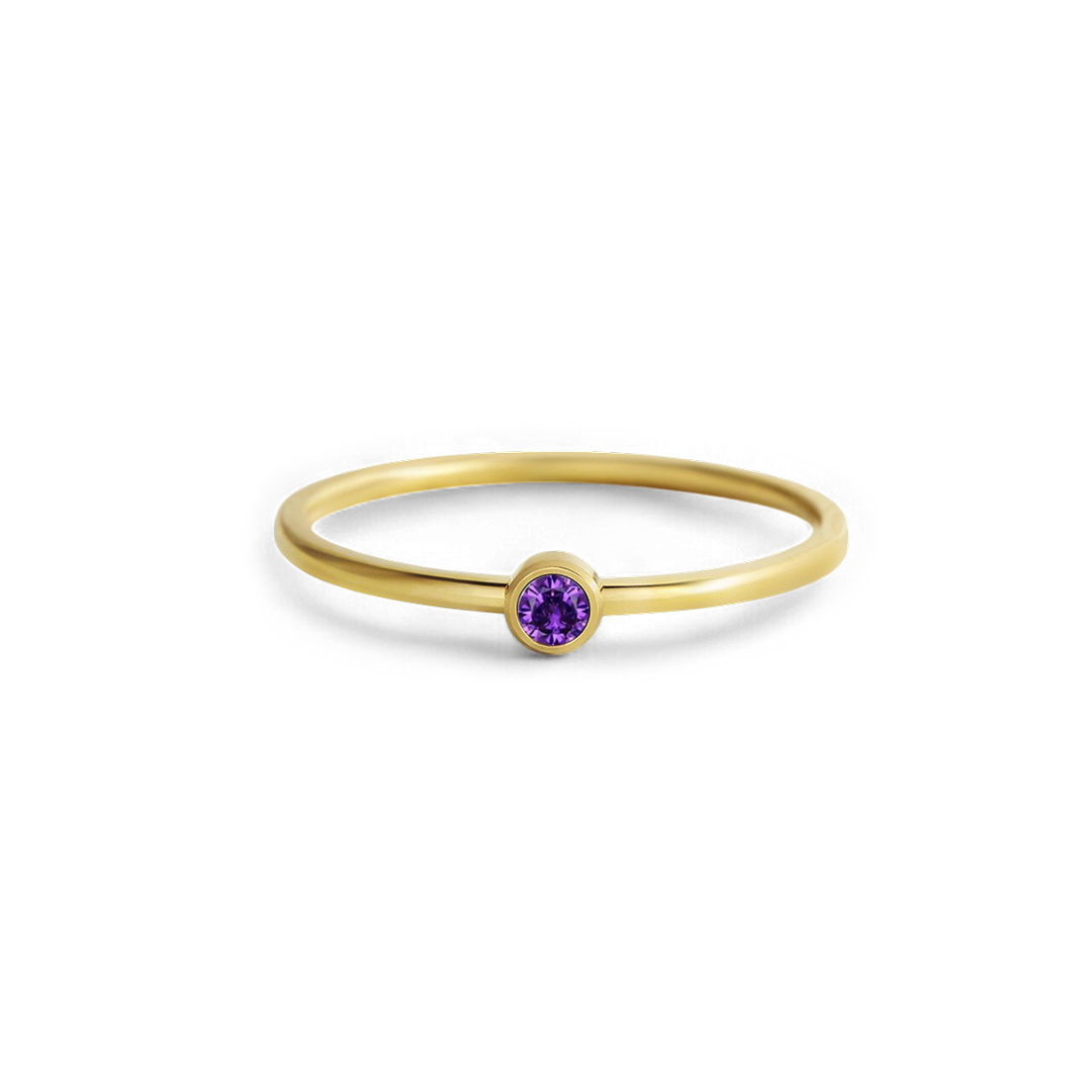 Bague minimaliste à empiler avec pierres de naissance | Bague sertie clos