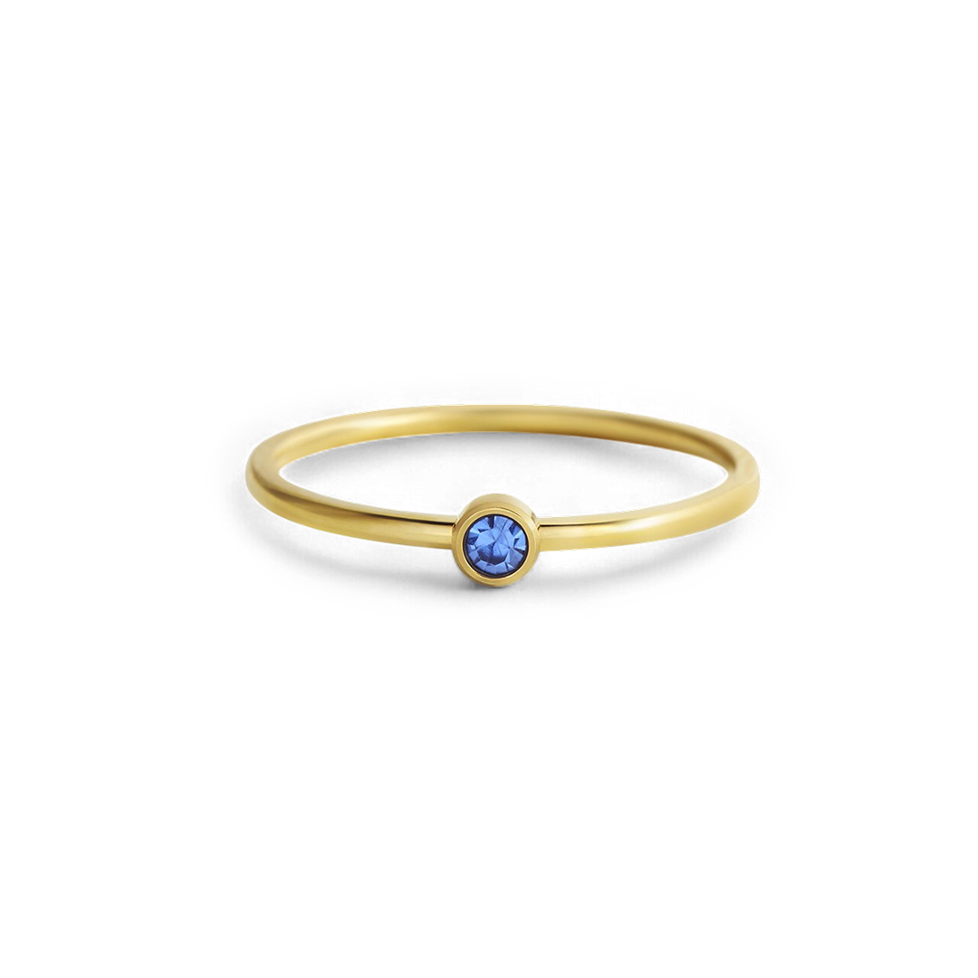 Bague minimaliste à empiler avec pierres de naissance | Bague sertie clos