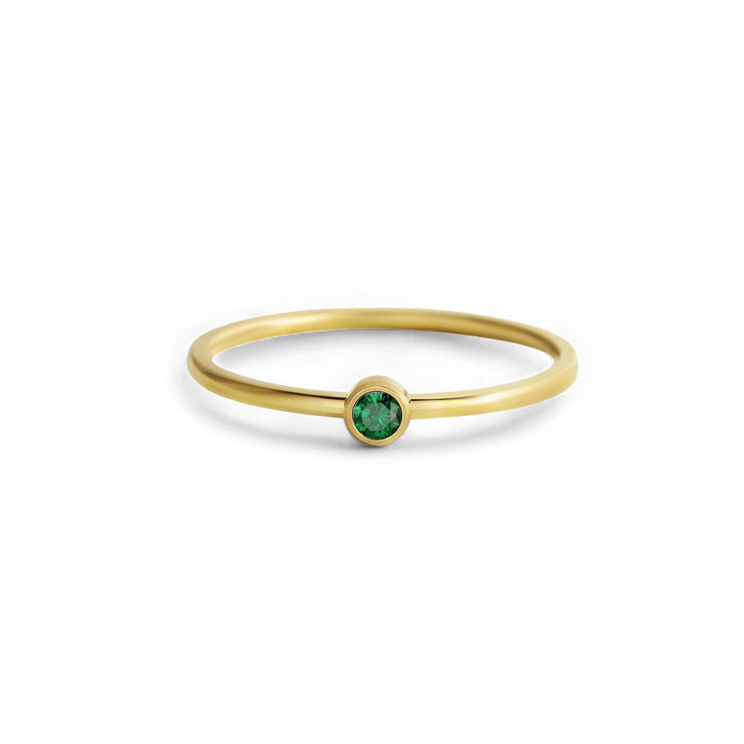 Bague minimaliste à empiler avec pierres de naissance | Bague sertie clos