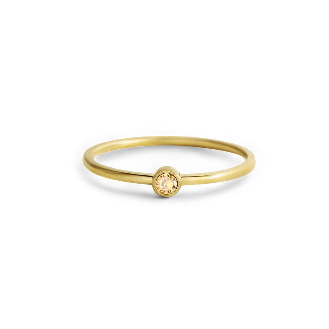 Bague minimaliste à empiler avec pierres de naissance | Bague sertie clos
