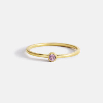 Bague minimaliste à empiler avec pierres de naissance | Bague sertie clos