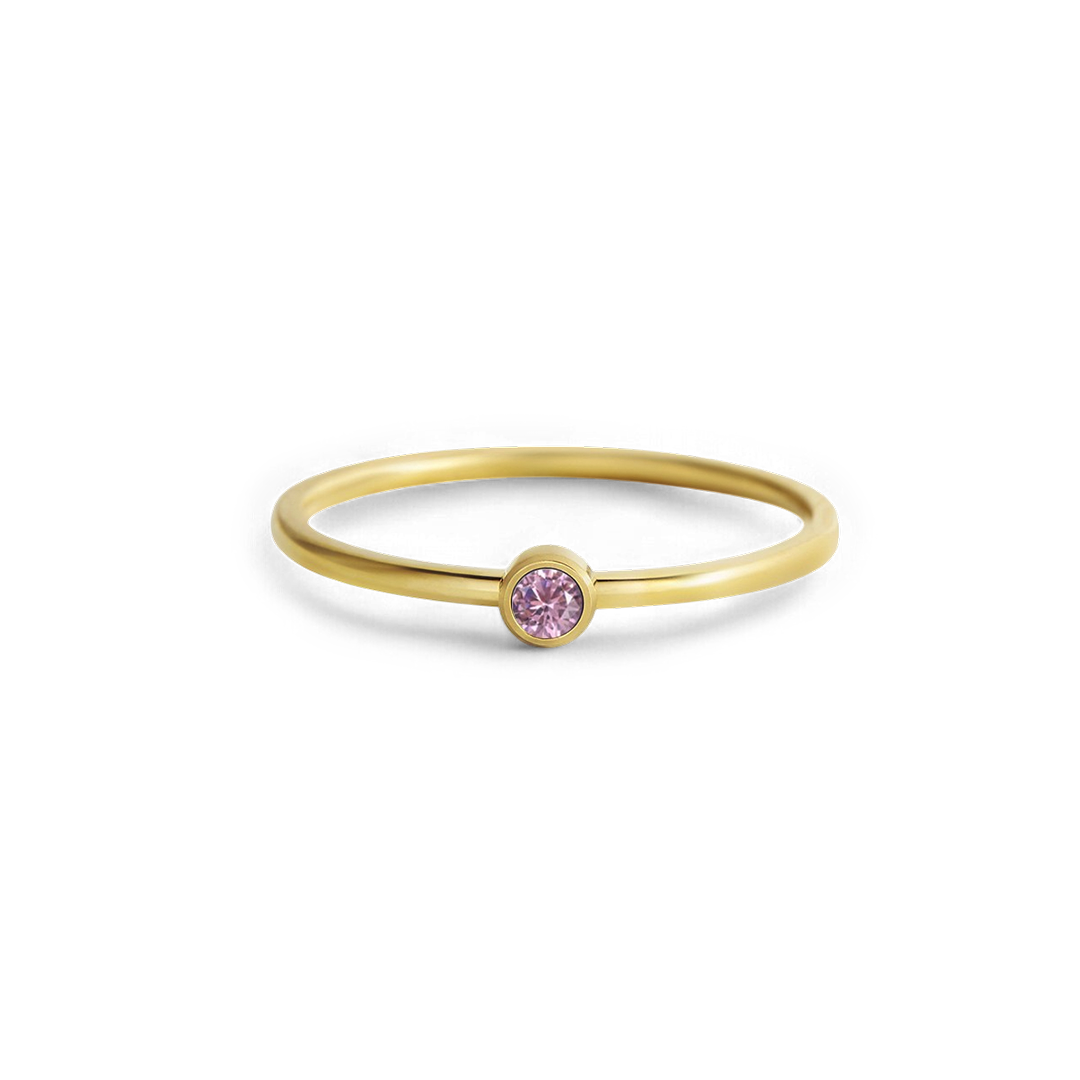 Bague minimaliste à empiler avec pierres de naissance | Bague sertie clos