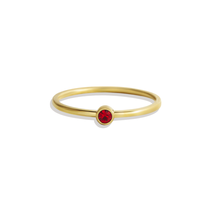 Bague minimaliste à empiler avec pierres de naissance | Bague sertie clos