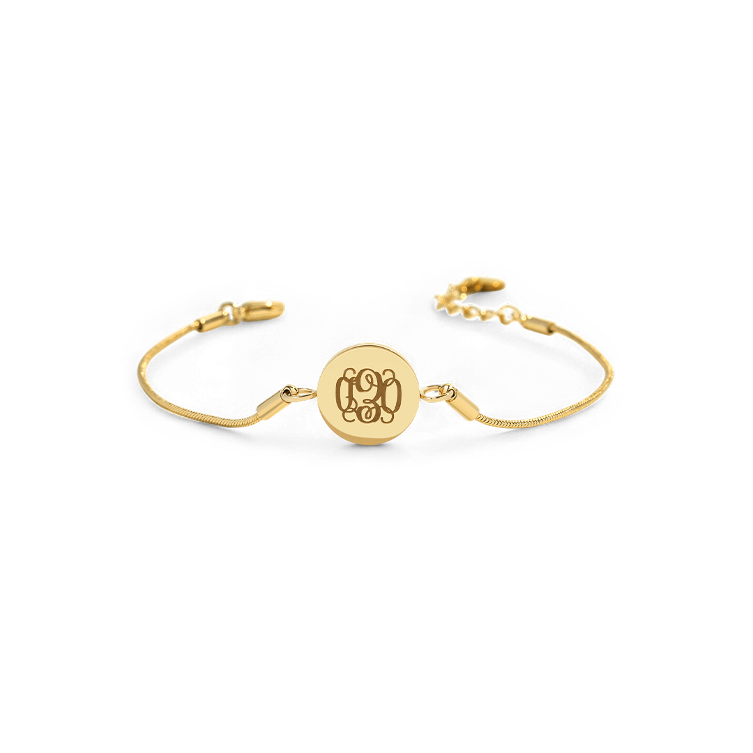 Monogram Initial Disc Bracelet