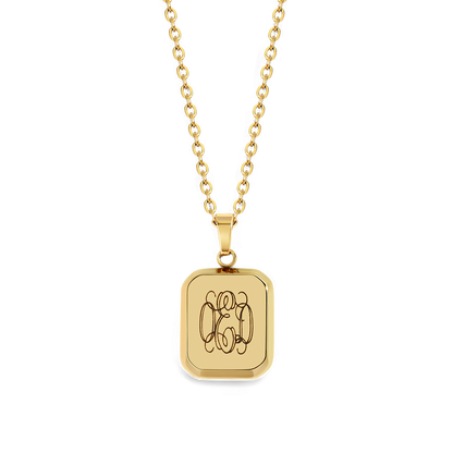 Collier pendentif portrait monogramme