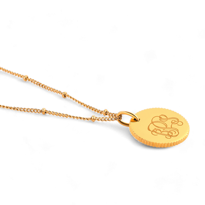 Monogram Scalloped Medallion Pendant Necklace