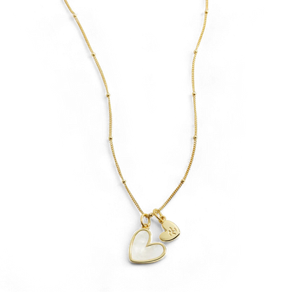 Mother Of Pearl Initial Heart Necklace