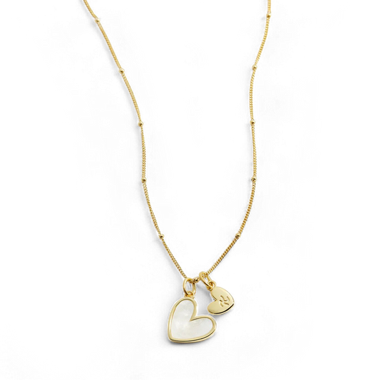 Mother Of Pearl Initial Heart Necklace
