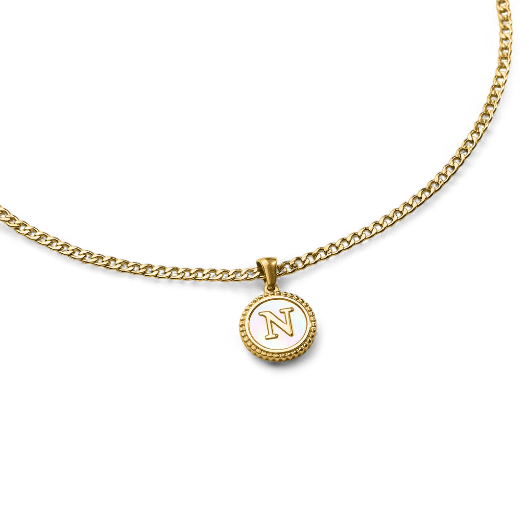 Collier lettre disque en nacre