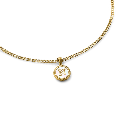Collier lettre disque en nacre