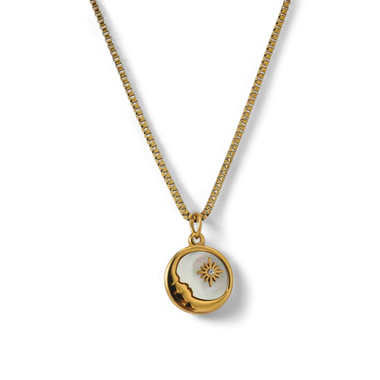 Collier pendentif lune en nacre