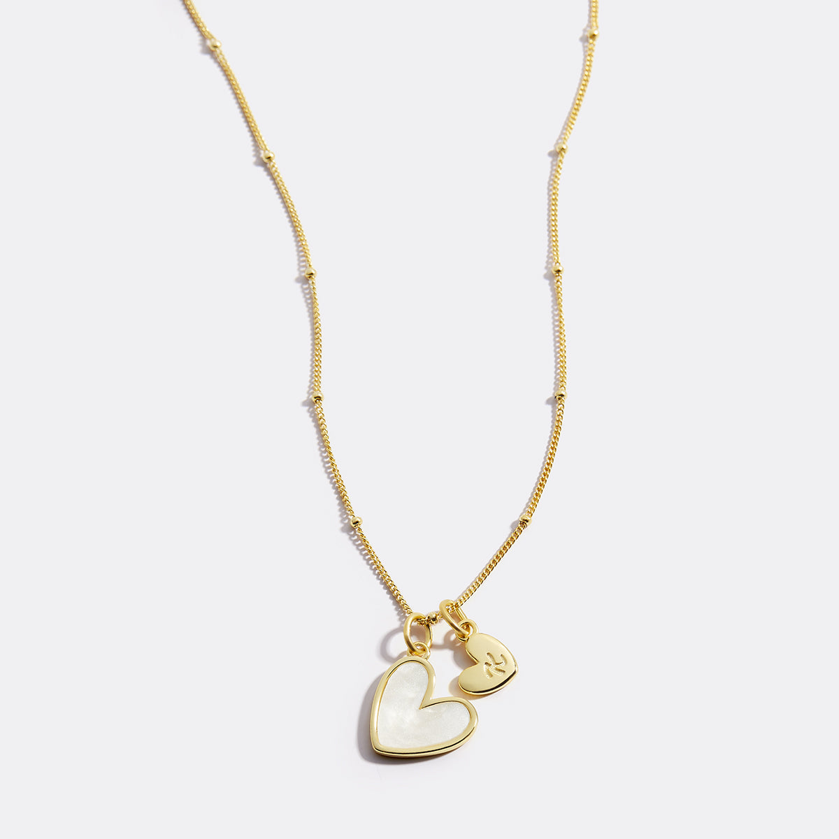 Mother Of Pearl Initial Heart Necklace