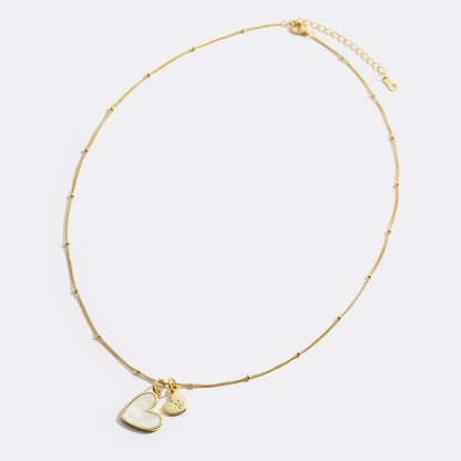 Mother Of Pearl Initial Heart Necklace